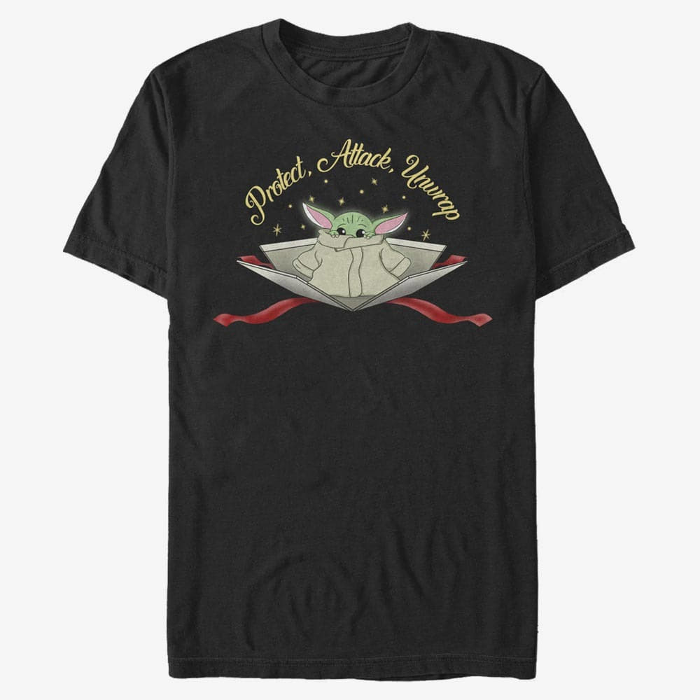 Tricouri Merch Star Wars: The Mandalorian - Protect Attack Unwrap Unisex T-Shirt Black