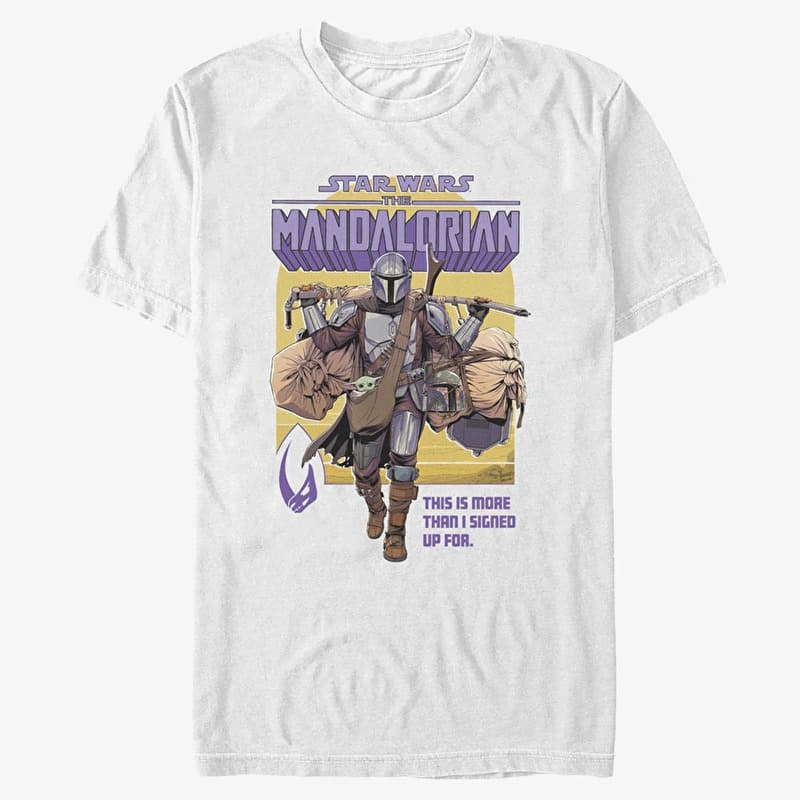 T-shirt Merch Star Wars: The Mandalorian - Signed Up Mando Unisex T-Shirt White