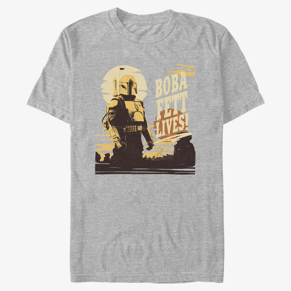 T-shirts Merch Star Wars Book of Boba Fett - Boba Fett Lives Unisex T-Shirt Heather Grey