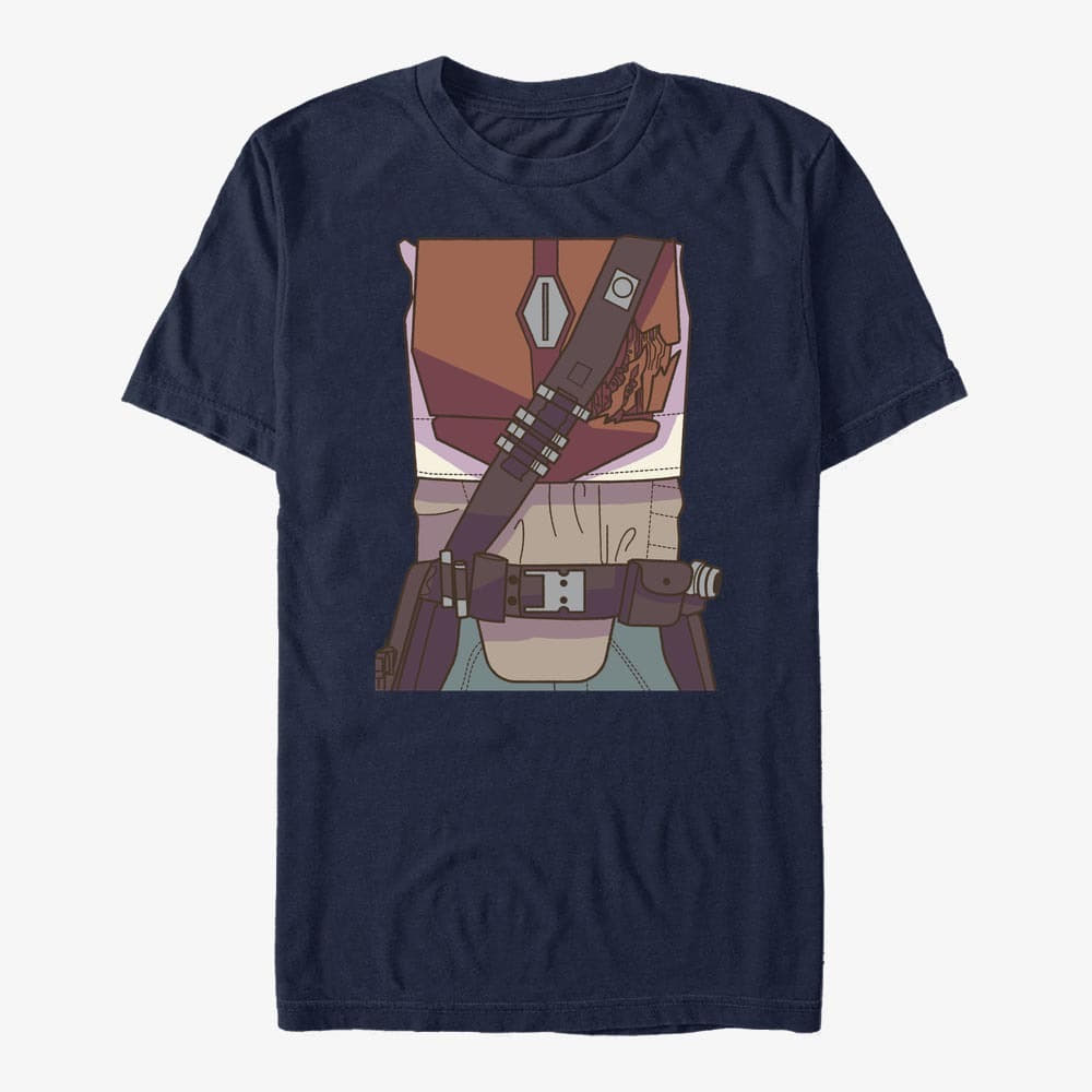 Tričká Merch Star Wars: The Mandalorian - Drawn Costume Unisex T-Shirt Navy Blue