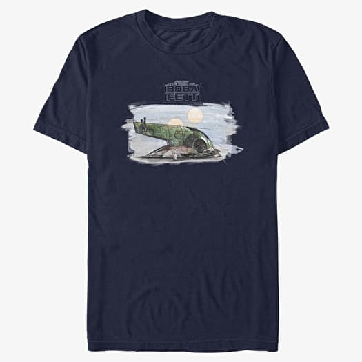 Tričko Merch Star Wars Book of Boba Fett - Ship Painted Unisex T-Shirt Navy Blue