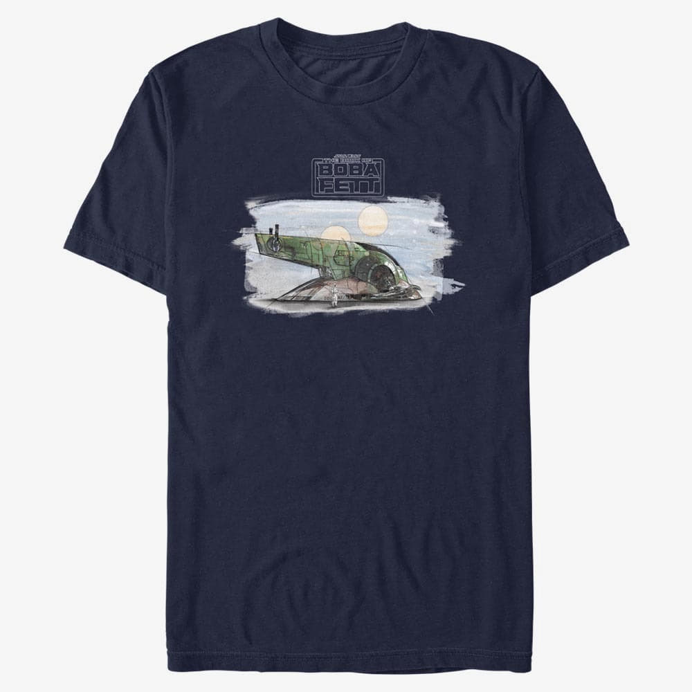 T-särgid Merch Star Wars Book of Boba Fett - Ship Painted Unisex T-Shirt Navy Blue