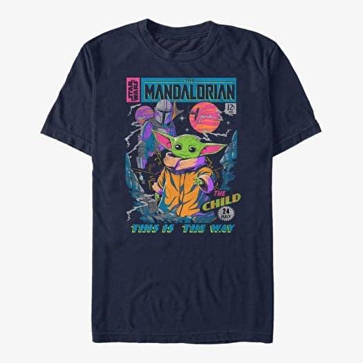 T-shirt Merch Star Wars: The Mandalorian - Neon Poster Unisex T-Shirt Navy Blue