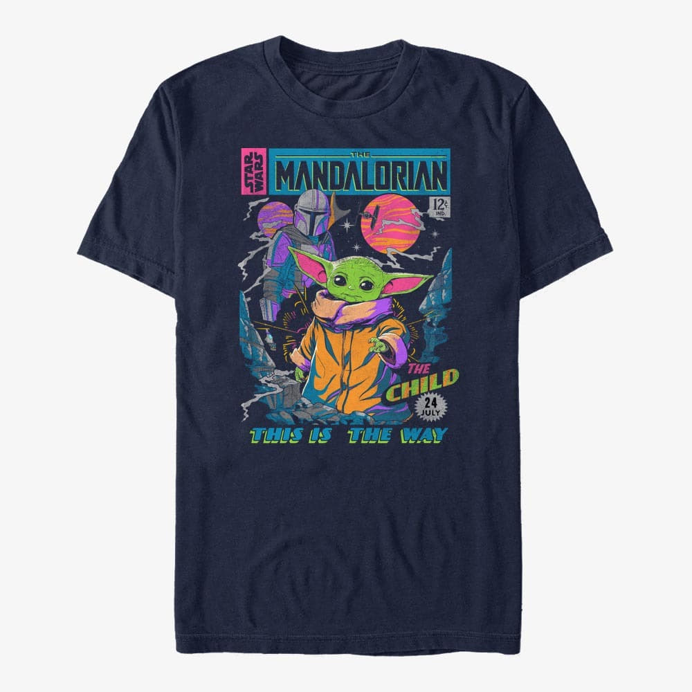 T-Shirts Merch Star Wars: The Mandalorian - Neon Poster Unisex T-Shirt Navy Blue