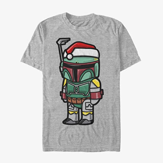Tričko Merch Star Wars: Classic - Boba Santa Unisex T-Shirt Heather Grey