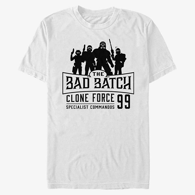 Póló Merch Star Wars: Clone Wars - Bad Batch Emblem Unisex T-Shirt White