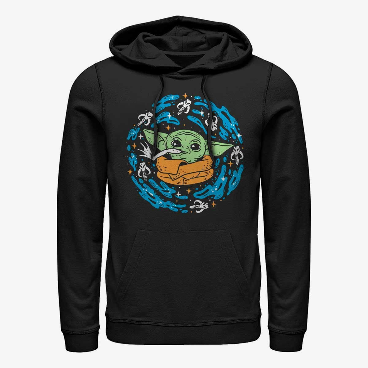 Hanorace Merch Star Wars: The Mandalorian - Frog Spiral Unisex Hoodie Black