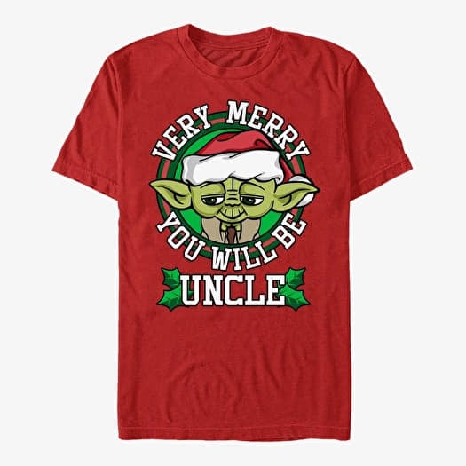 T-shirt Merch Star Wars: Classic - Merry Yoda Uncle Unisex T-Shirt Red