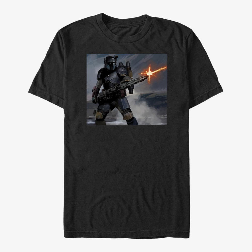 Pólók Merch Star Wars: The Mandalorian - Mando Fire Unisex T-Shirt Black