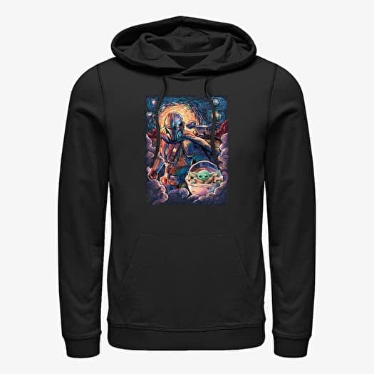 Sweatshirt Merch Star Wars: Mandalorian - Mando Child Razor Painty Stars Unisex Hoodie Black