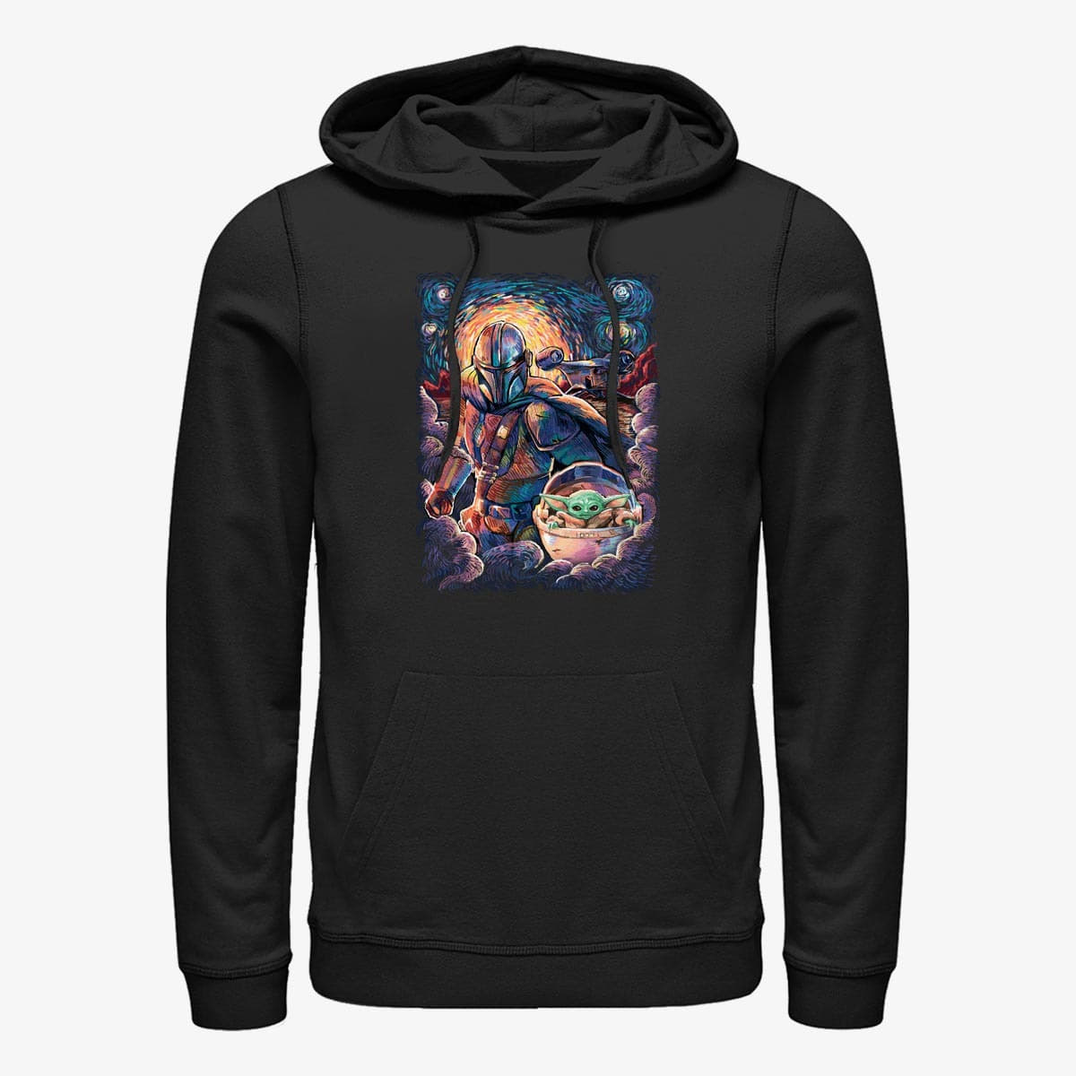 Hættetrøjer og sweatshirts Merch Star Wars: Mandalorian - Mando Child Razor Painty Stars Unisex Hoodie Black