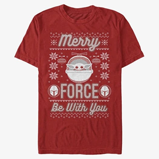 Póló Merch Star Wars: Mandalorian - Merry Force Child Unisex T-Shirt Red