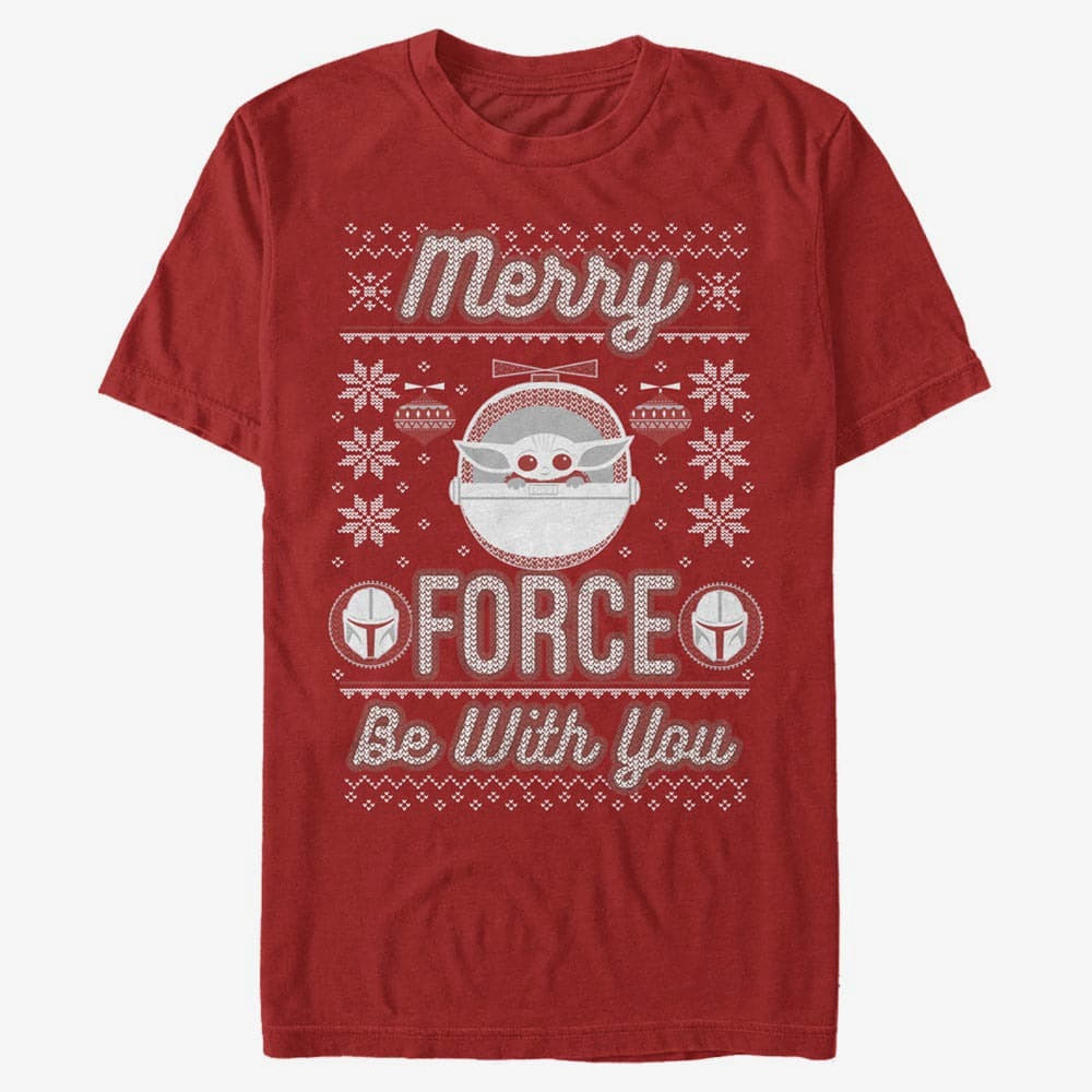 T-krekli Merch Star Wars: Mandalorian - Merry Force Child Unisex T-Shirt Red