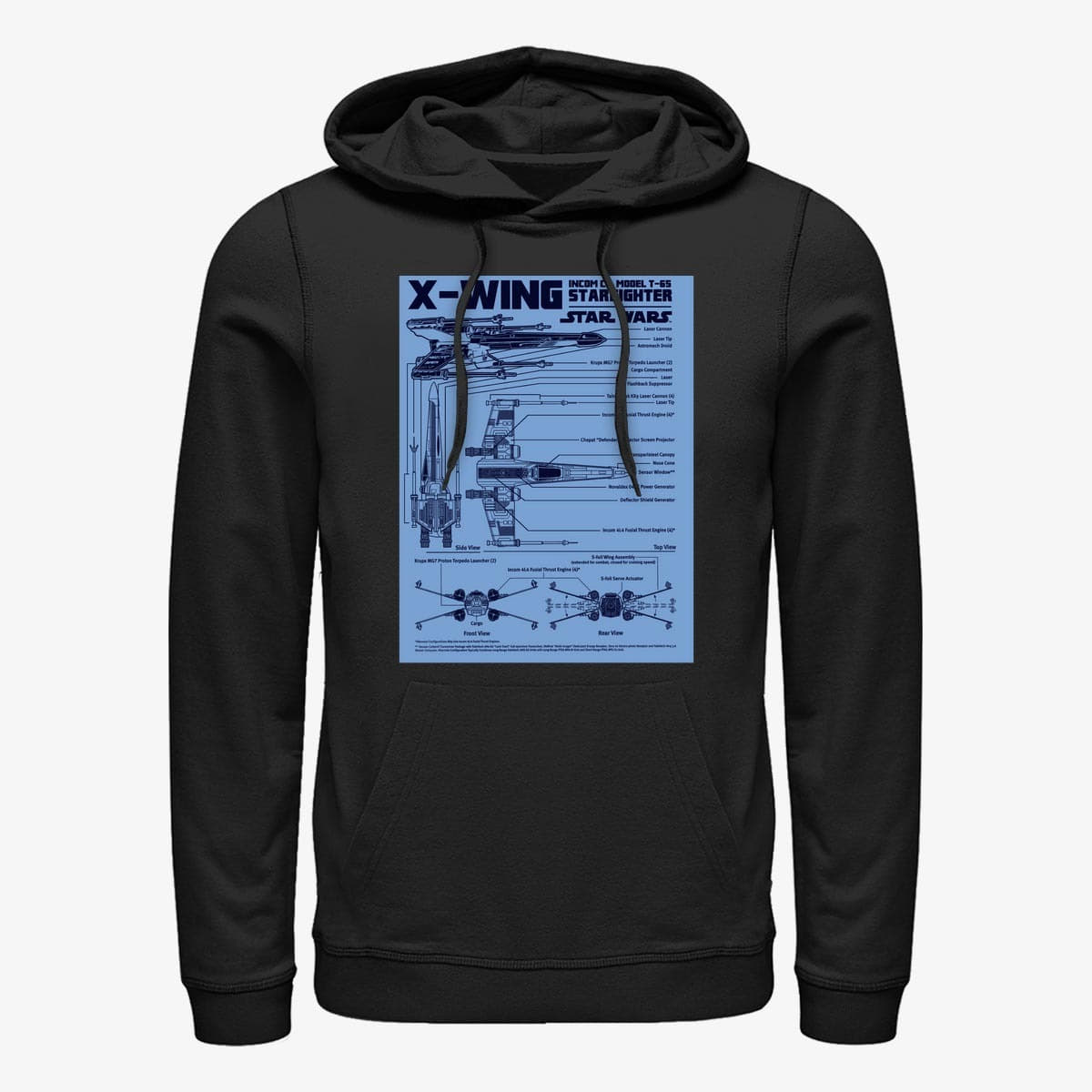 Hættetrøjer og sweatshirts Merch Star Wars - X-Wing Schematics Unisex Hoodie Black