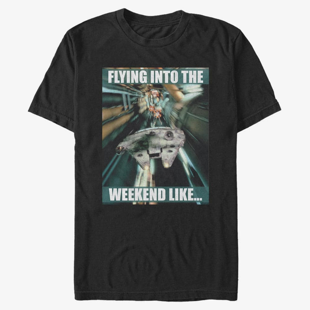 Pólók Merch Star Wars: Classic - Flying Into The Weekend Unisex T-Shirt Black