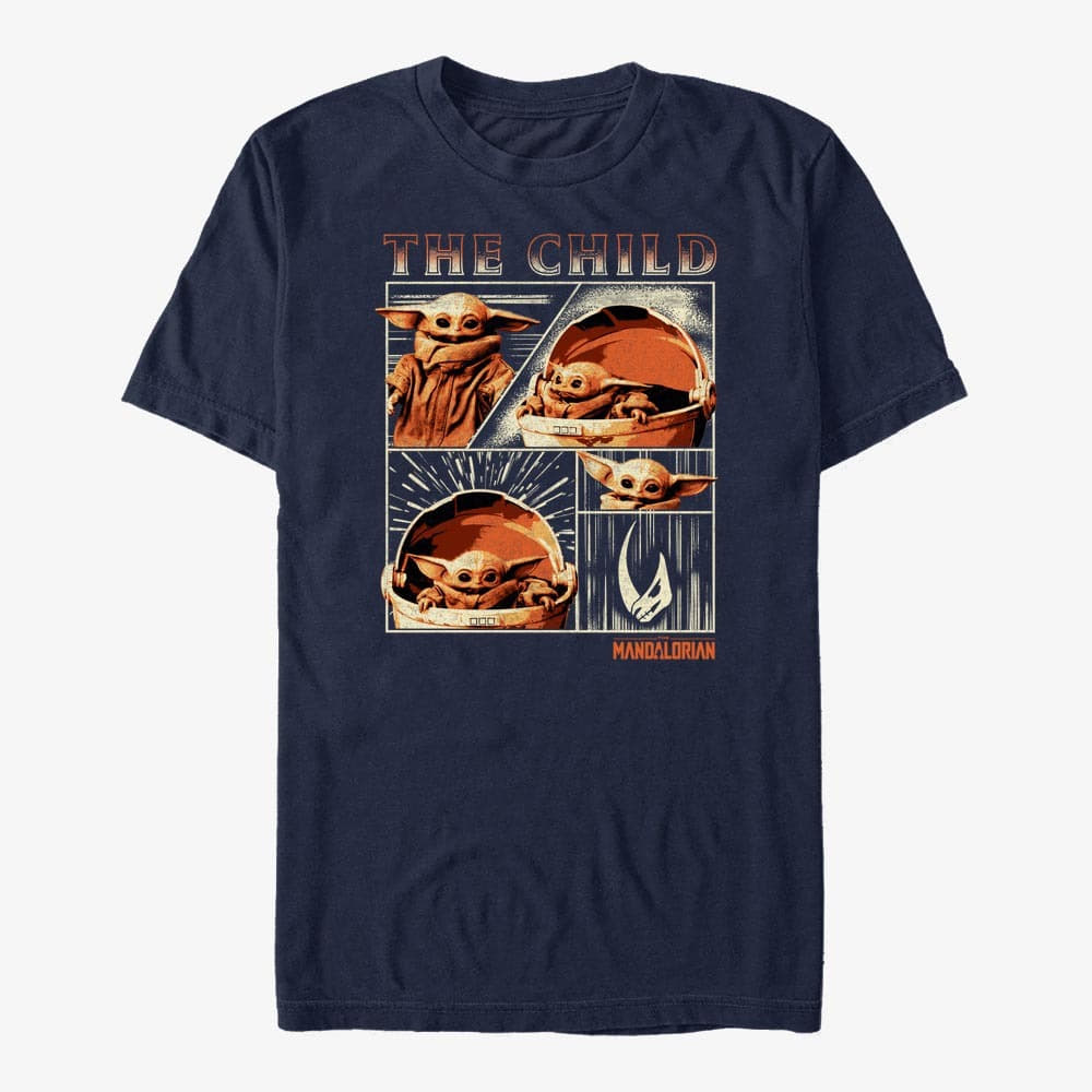 Pólók Merch Star Wars: The Mandalorian - The Child Panel Unisex T-Shirt Navy Blue