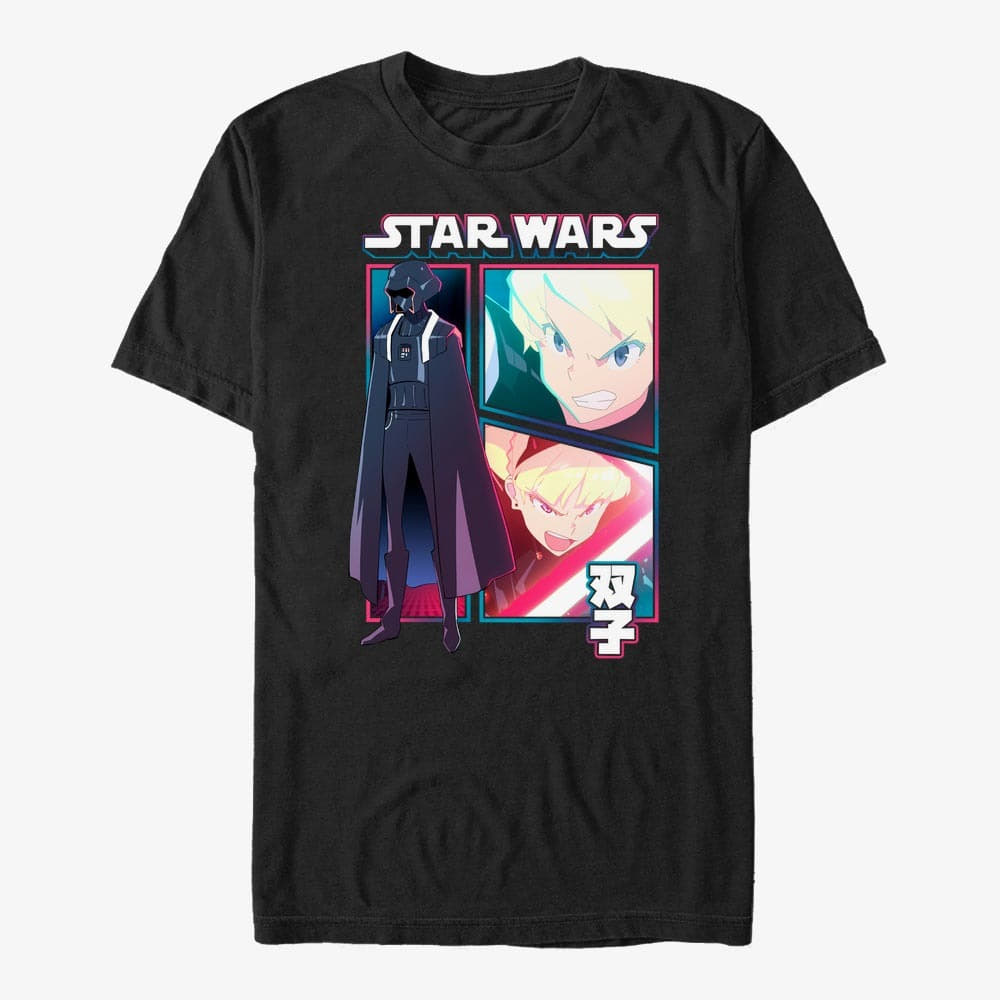 T-Shirts Merch Star Wars: Visions - Twins Comic Panels Unisex T-Shirt Black