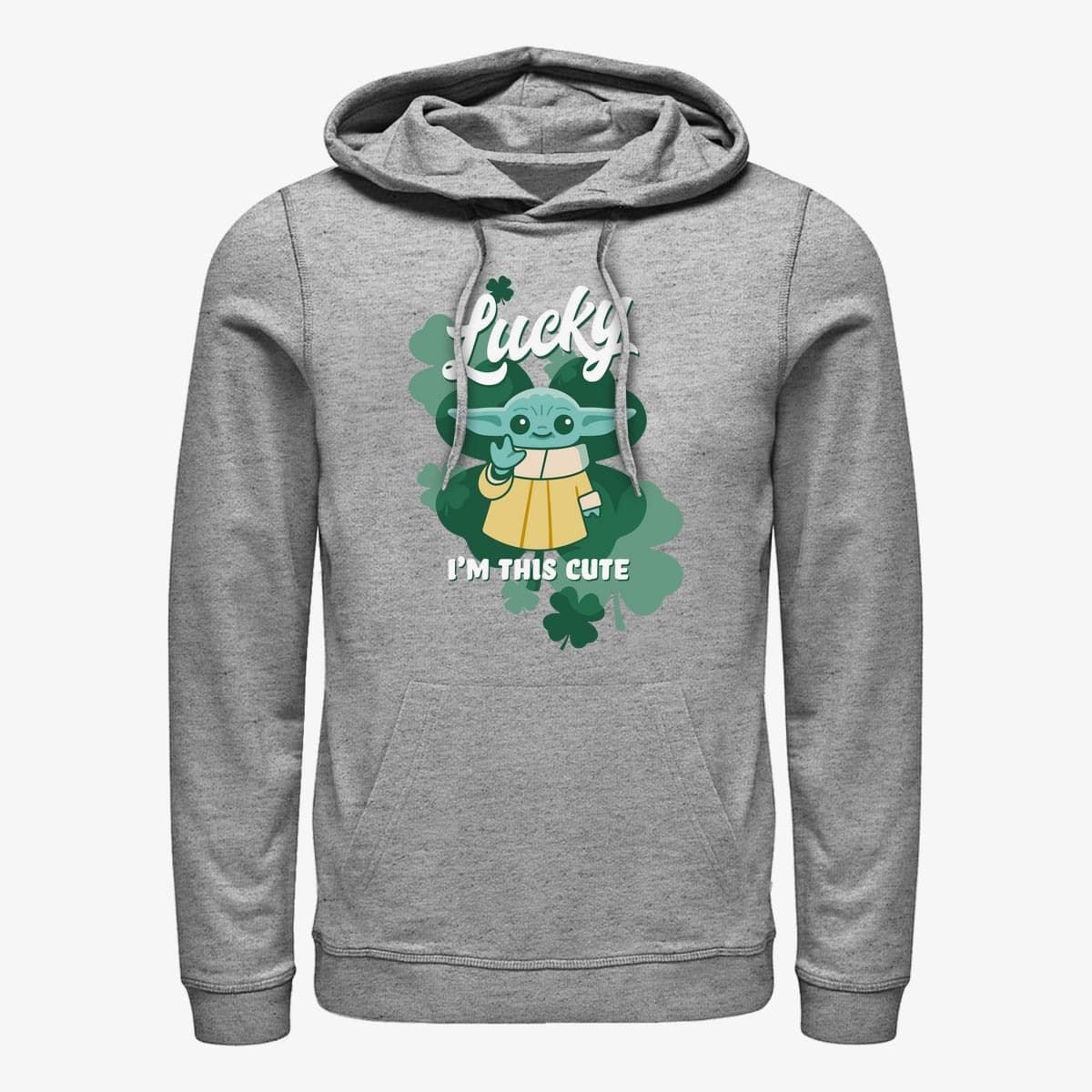 Sweatshirts Merch Star Wars: The Mandalorian - Lucky Cute Unisex Hoodie Heather Grey