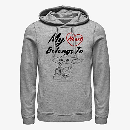 Sweatshirt Merch Star Wars: The Mandalorian - Heart Belong To The Child Unisex Hoodie Heather Grey