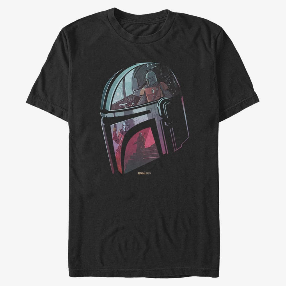 Тениски Merch Star Wars: Mandalorian - Helmet Explanation Unisex T-Shirt Black