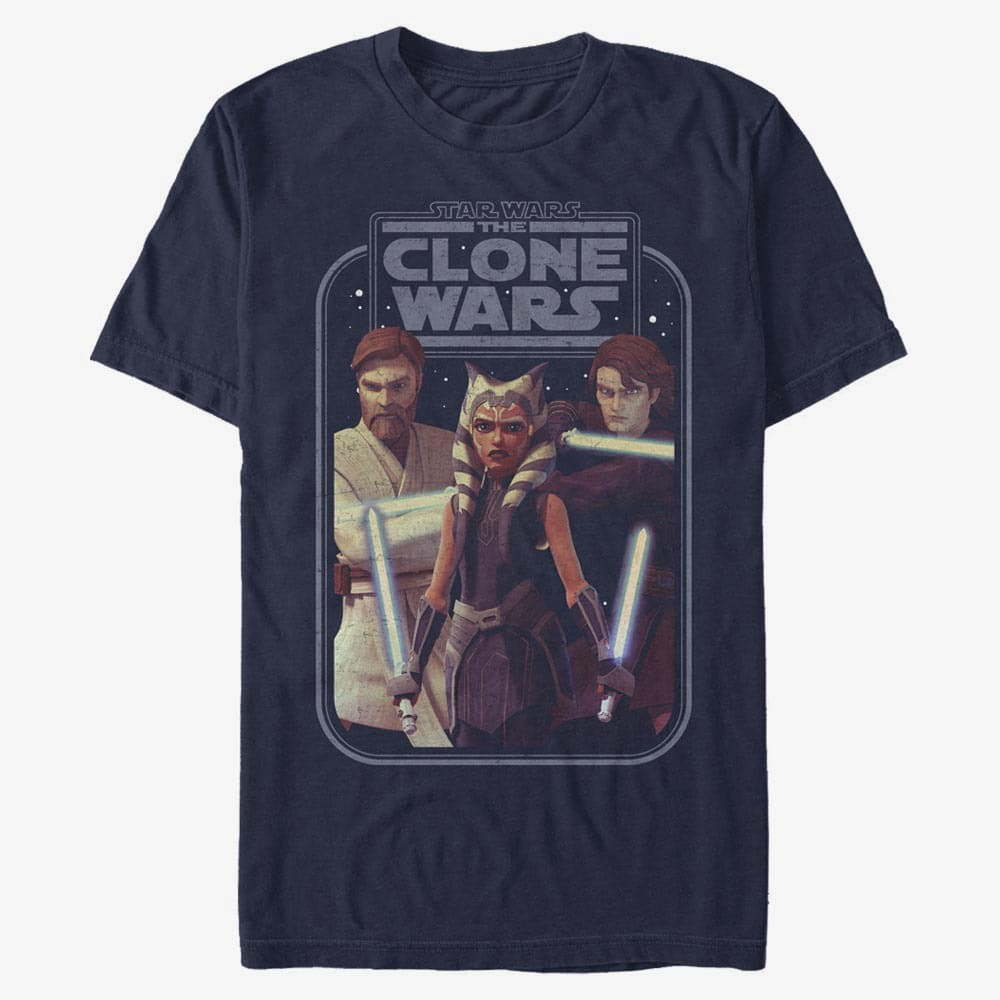 Majice Merch Star Wars: Clone Wars - Hero Group Shot Unisex T-Shirt Navy Blue