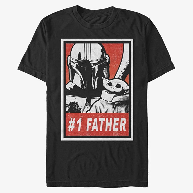 T-shirt Merch Star Wars: The Mandalorian - Galaxy Dad Unisex T-Shirt Black