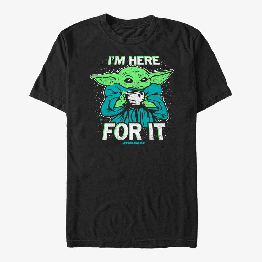 Trička Merch Star Wars: The Mandalorian - Here For It Unisex T-Shirt Black