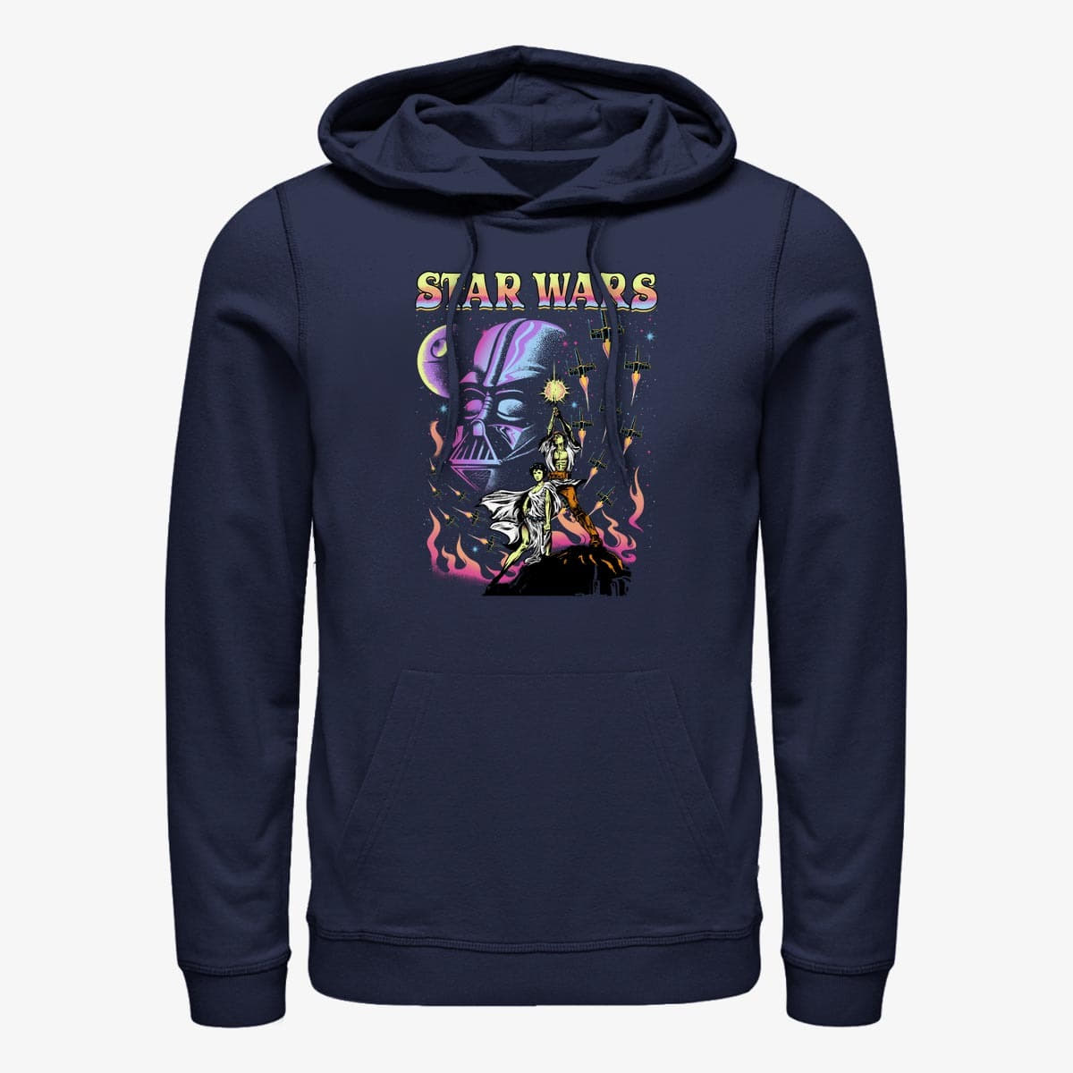 Hættetrøjer og sweatshirts Merch Star Wars: A New Hope - Blacklight Dark Side Unisex Hoodie Navy Blue