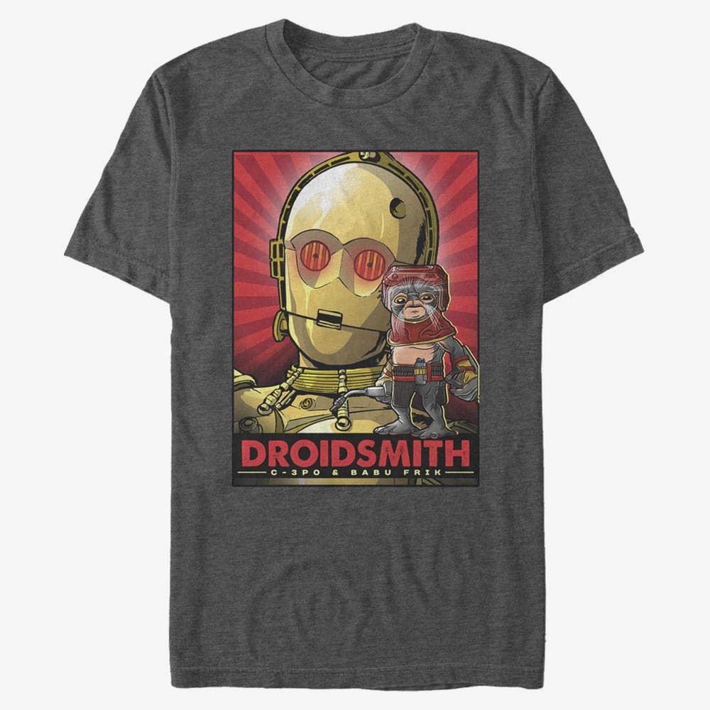 Majice Merch Star Wars: The Rise Of Skywalker - Droid Smith C3P0 Unisex T-Shirt Dark Heather Grey