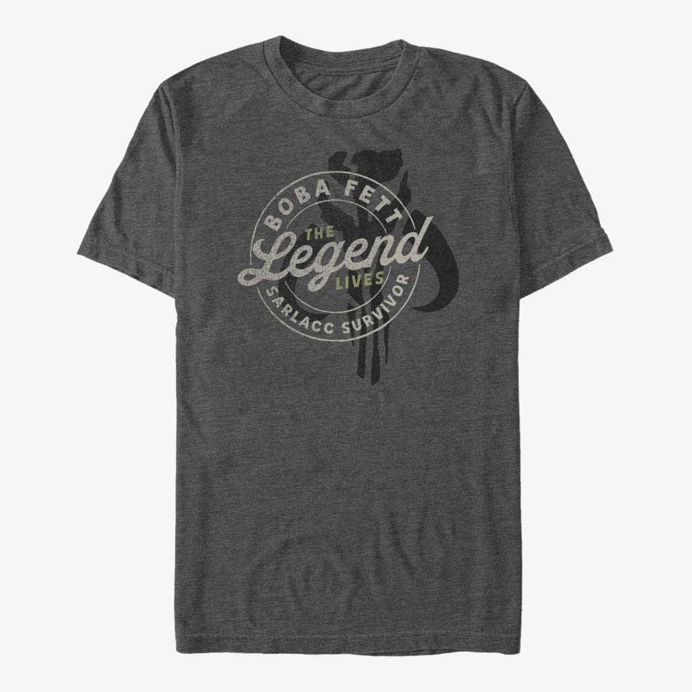 Тениски Merch Star Wars The Book Of Boba Fett - The Legend Lives Unisex T-Shirt Dark Heather Grey
