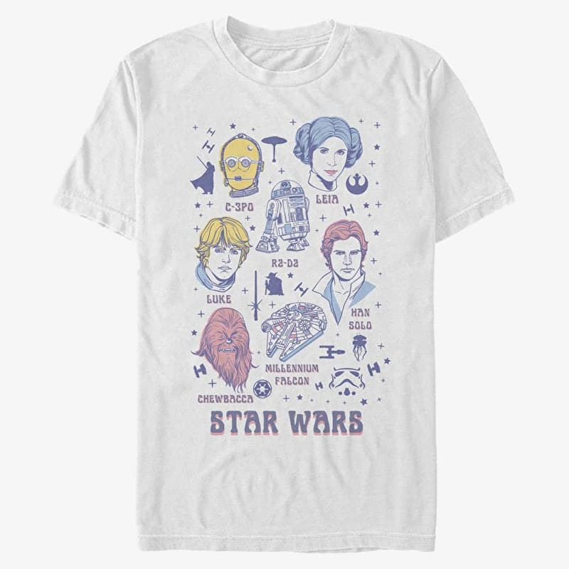 T-shirt Merch Star Wars - Textbook Characters Unisex T-Shirt White