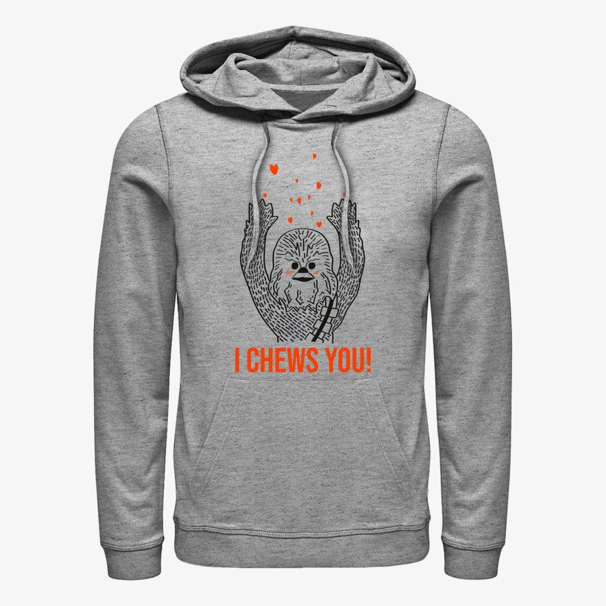 Mikiny Merch Star Wars - I Chews You Chewy Unisex Hoodie Heather Grey