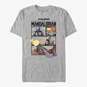 Merch Star Wars: The Mandalorian - Mando Comic Unisex T-Shirt Heather Grey