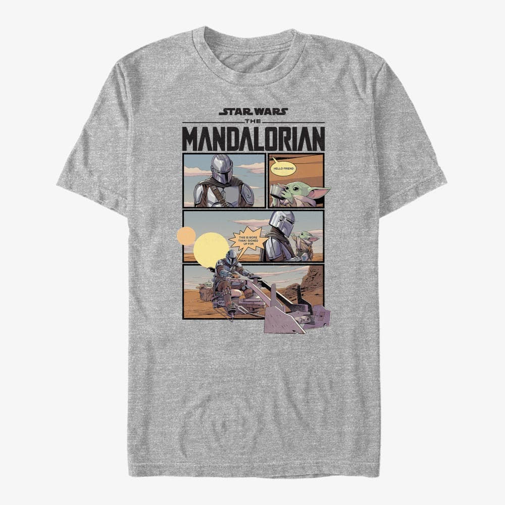 Тениски Merch Star Wars: The Mandalorian - Mando Comic Unisex T-Shirt Heather Grey