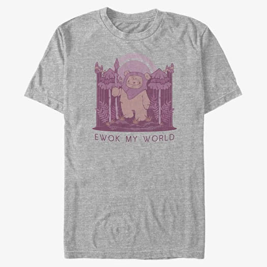 Majica Merch Star Wars: Classic - Ewok My World Unisex T-Shirt Heather Grey
