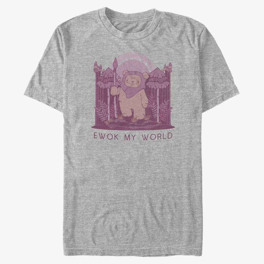Koszulki Merch Star Wars: Classic - Ewok My World Unisex T-Shirt Heather Grey