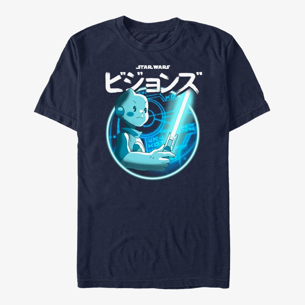 Trička Merch Star Wars: Visions - T0B1 Saber Unisex T-Shirt Navy Blue