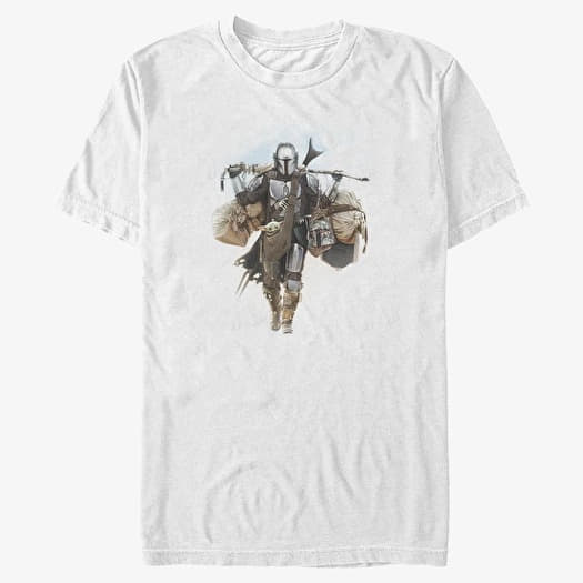 T-shirt Merch Star Wars: The Mandalorian - Walking Mando Unisex T-Shirt White
