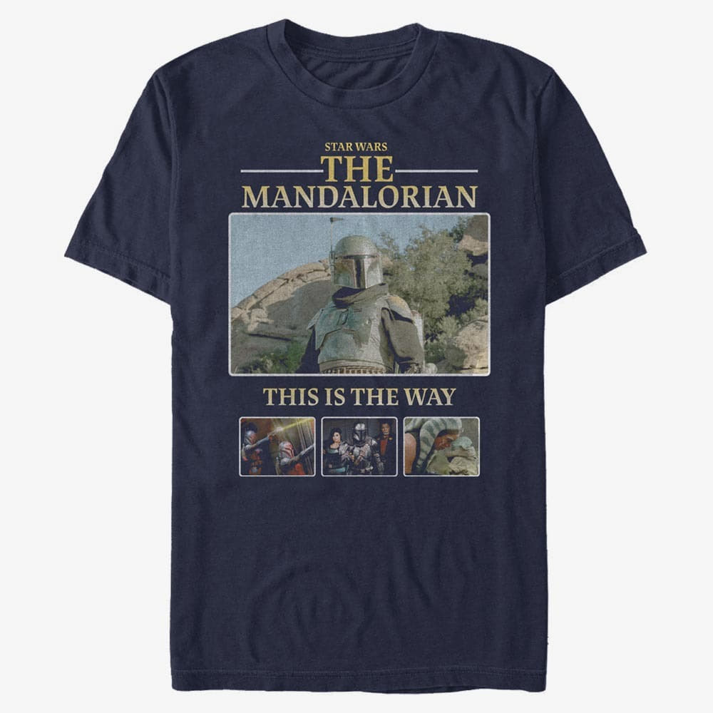 Тениски Merch Star Wars: The Mandalorian - MandoMon Epi6 United Against Unisex T-Shirt Navy Blue