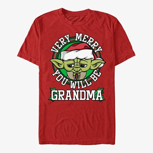 T-shirt Merch Star Wars: Classic - Merry Yoda Grandma Unisex T-Shirt Red