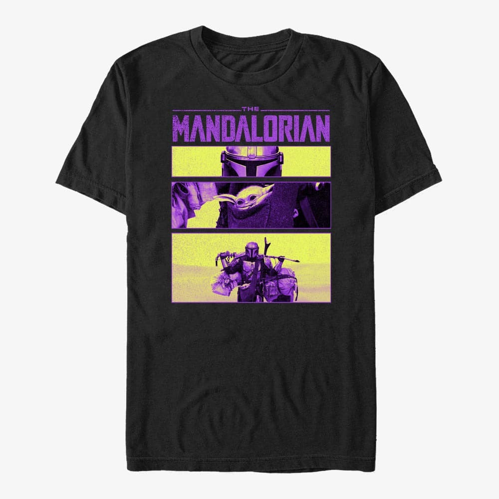 Marškinėliai Merch Star Wars: The Mandalorian - Mando Scene Frames Unisex T-Shirt Black
