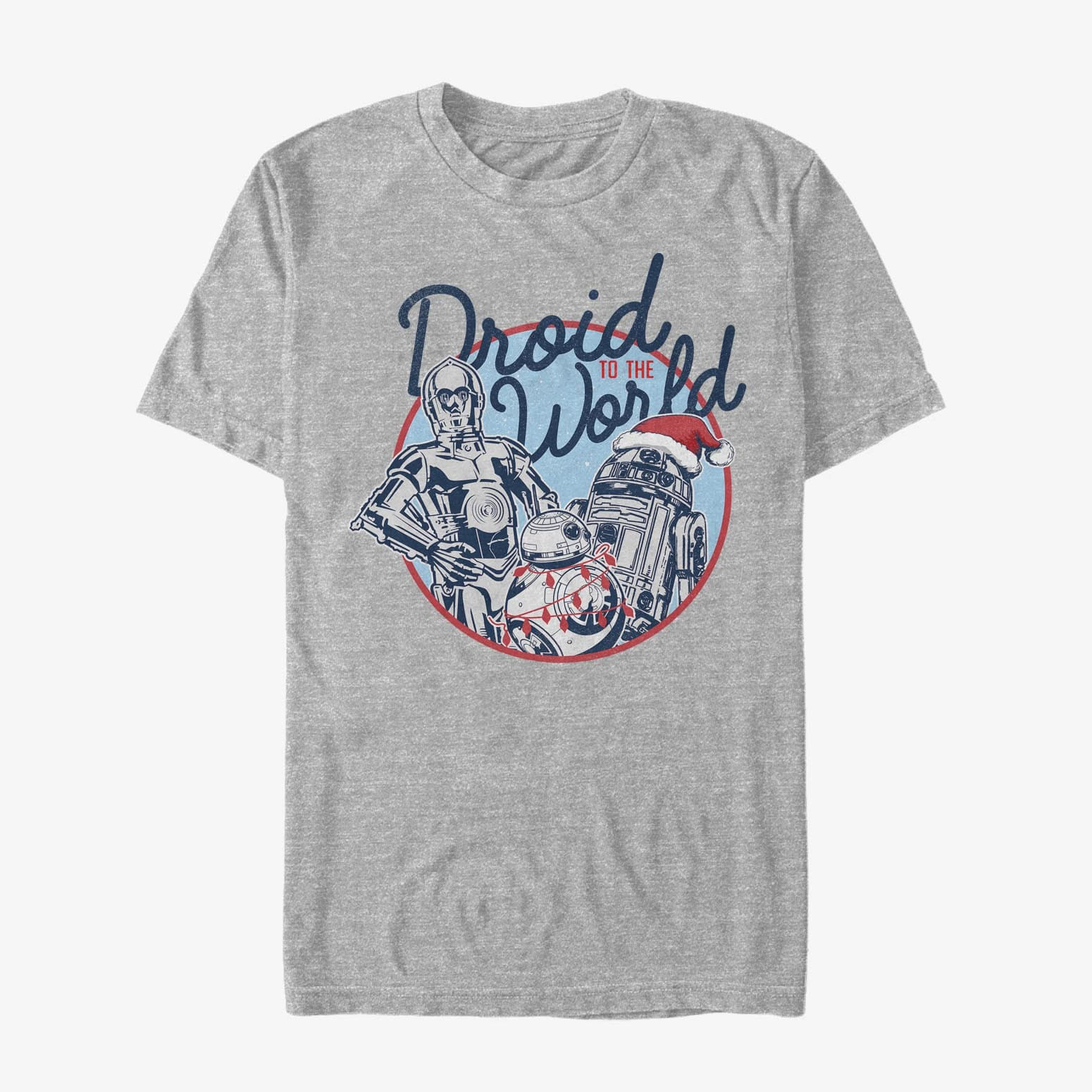Marškinėliai Merch Star Wars: The Force Awakens - Droid to the World Unisex T-Shirt Heather Grey