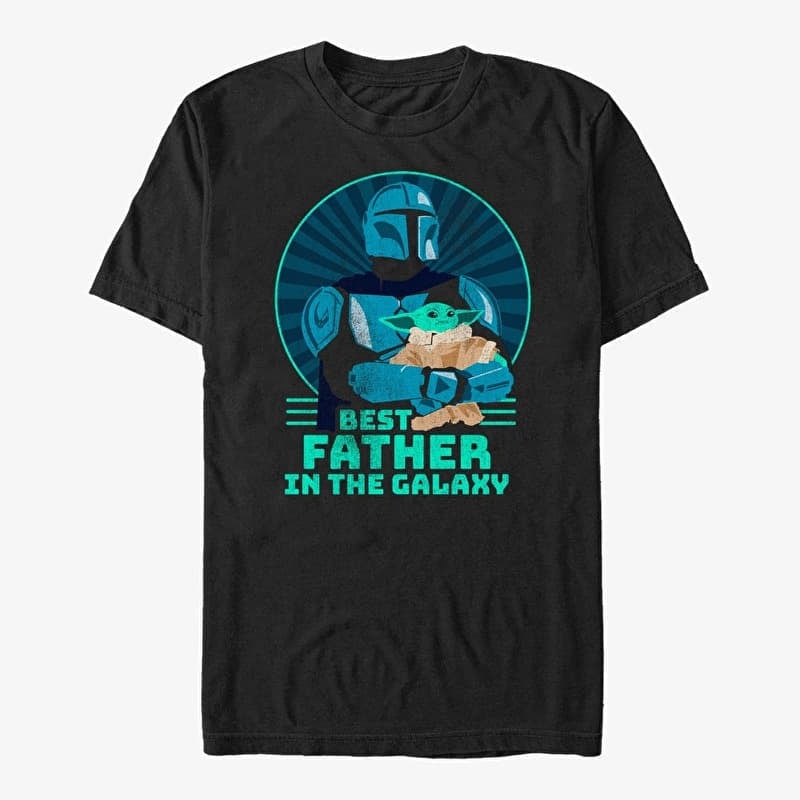 Majice Merch Star Wars: The Mandalorian - Best Father Unisex T-Shirt Black