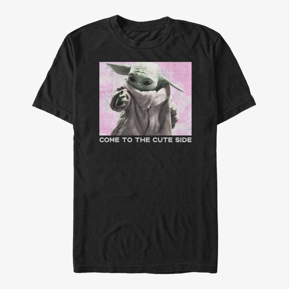 Marškinėliai Merch Star Wars: The Mandalorian - Cute Side Photo Unisex T-Shirt Black
