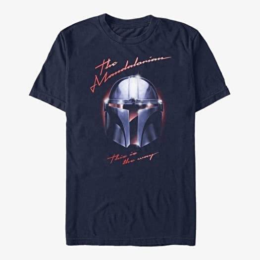 T-shirt Merch Star Wars: The Mandalorian - Helmet Chrome Unisex T-Shirt Navy Blue