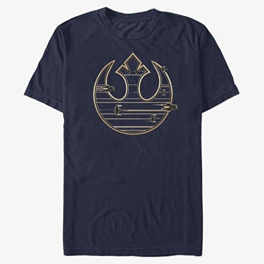 Tricou Merch Star Wars: Last Jedi - GOLD REBEL LOGO Unisex T-Shirt Navy Blue