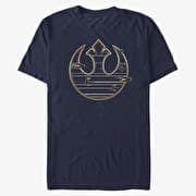 Merch Star Wars: Last Jedi - GOLD REBEL LOGO Unisex T-Shirt Navy Blue