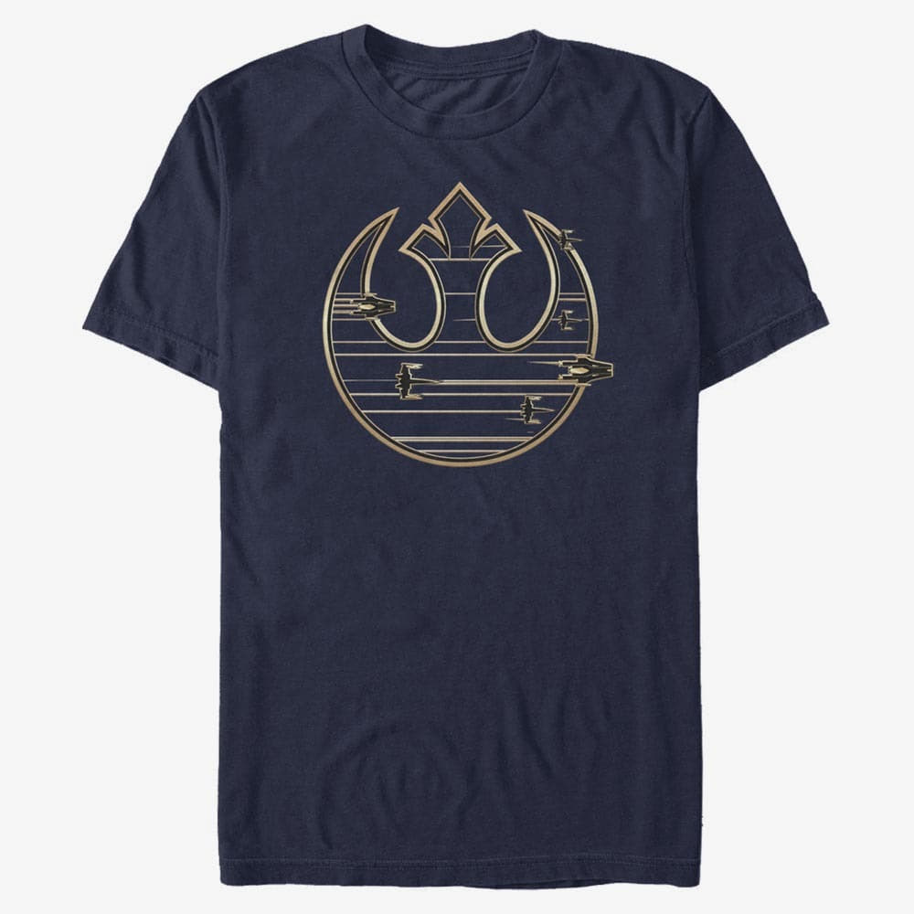 Magliette Merch Star Wars: Last Jedi - GOLD REBEL LOGO Unisex T-Shirt Navy Blue