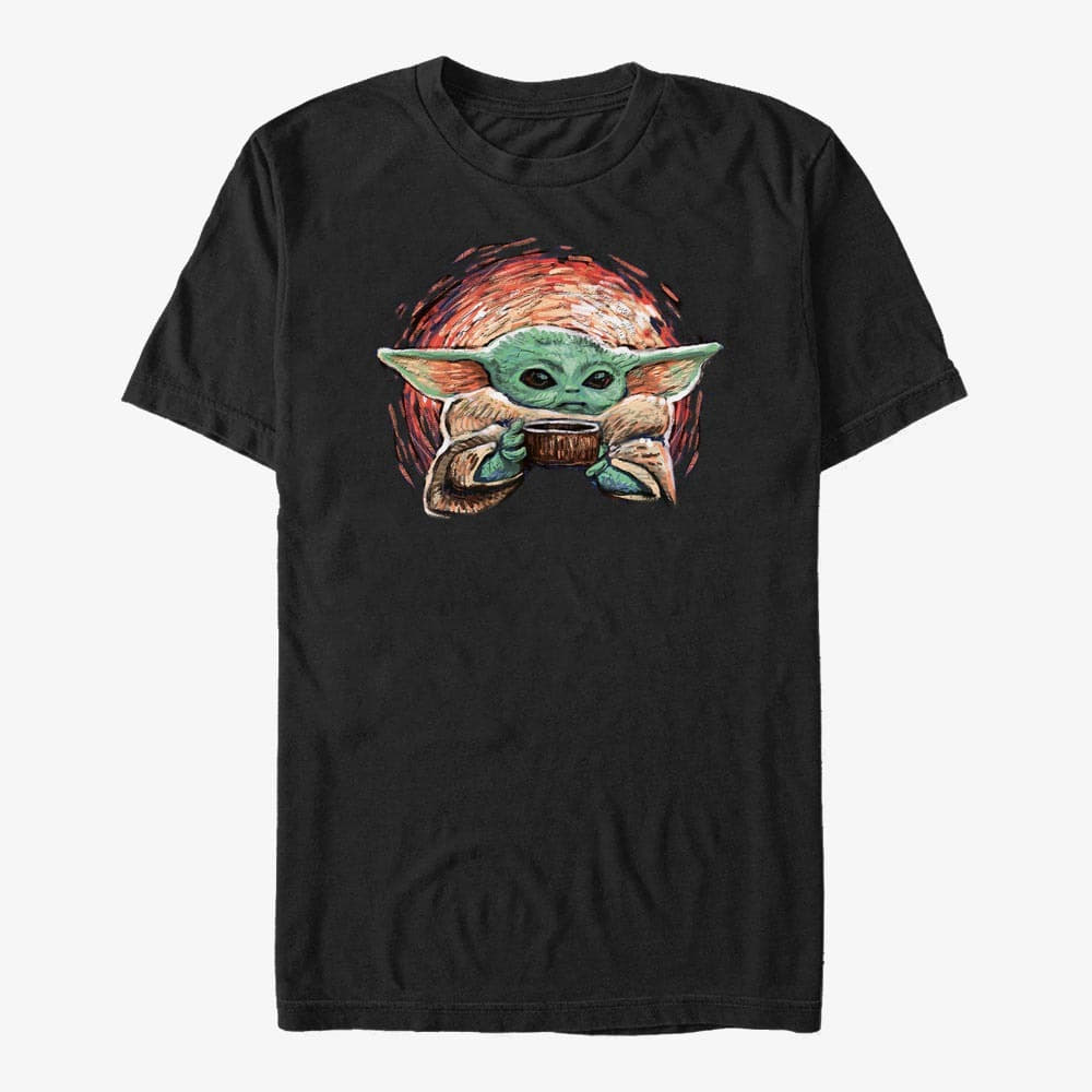 Тениски Merch Star Wars: The Mandalorian - Sipping Starries Small Front Unisex T-Shirt Black