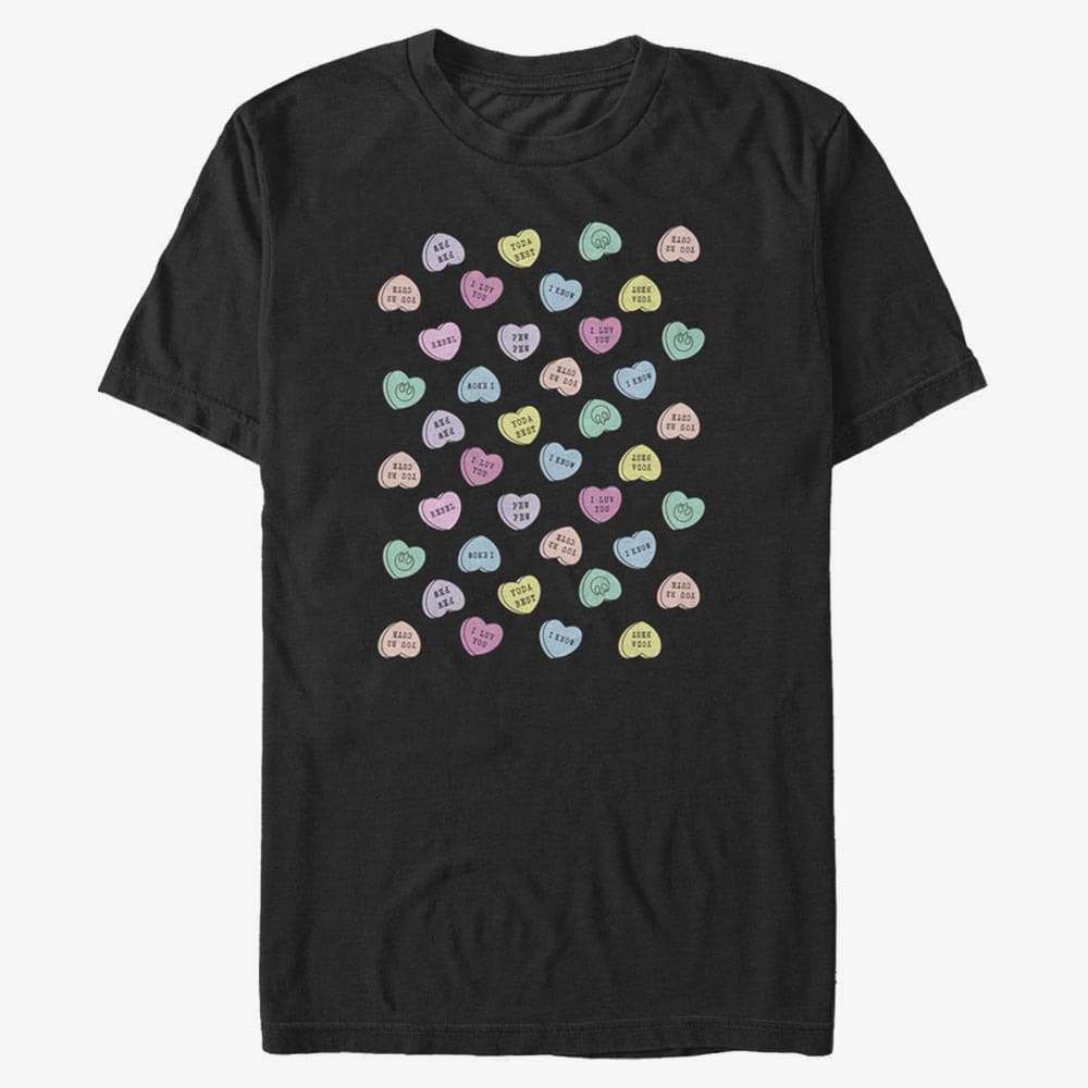 Trička Merch Star Wars: Classic - Star Wars Candy Hearts Unisex T-Shirt Black